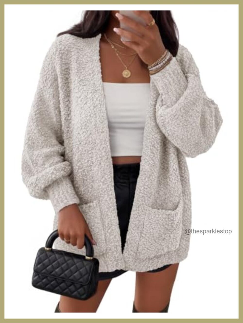 Fuzzy Popcorn Sherpa Chenille Oversized Cardigan Sweater with Pockets